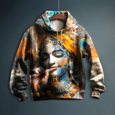 Artistic Krishna Printed Hoodie