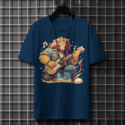 Lion King Playing Guitar 100% Premium Cotton Tee