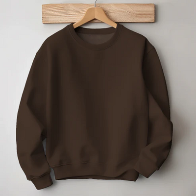 Dark Brown Solid Color 100% Premium Quality Cotton Sweatshirt