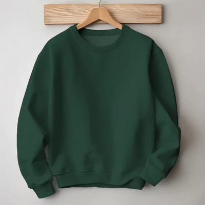 Dark Green Solid Color 100% Premium Quality Cotton Sweatshirt