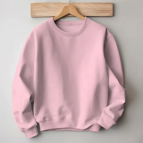 Pastel Pink Solid Color 100% Premium Quality Cotton Sweatshirt