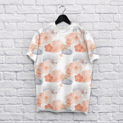 Orange flower ink painting Printed Tee