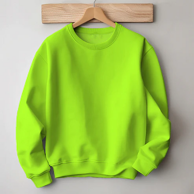 Fluorescent Green Solid Color 100% Premium Quality Cotton Sweatshirt