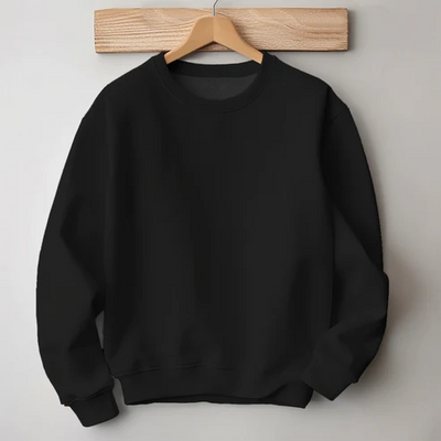 Midnight Black Solid Color 100% Premium Quality Cotton Sweatshirt