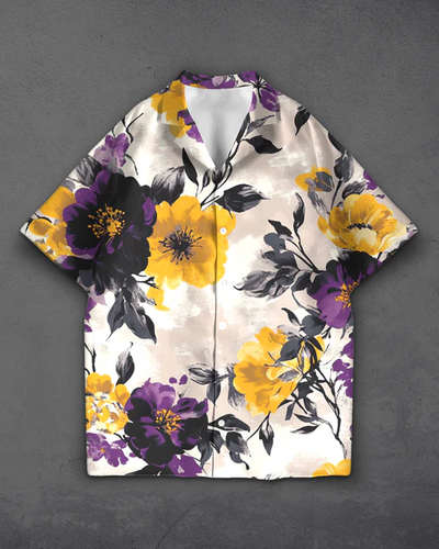 Bohemian Floral Print Premium Cotton Shirt for Men