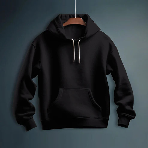 Black Solid Color 100% Premium Quality Cotton Hoodie