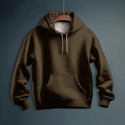 Dark Brown Solid Color 100% Premium Quality Cotton Hoodie