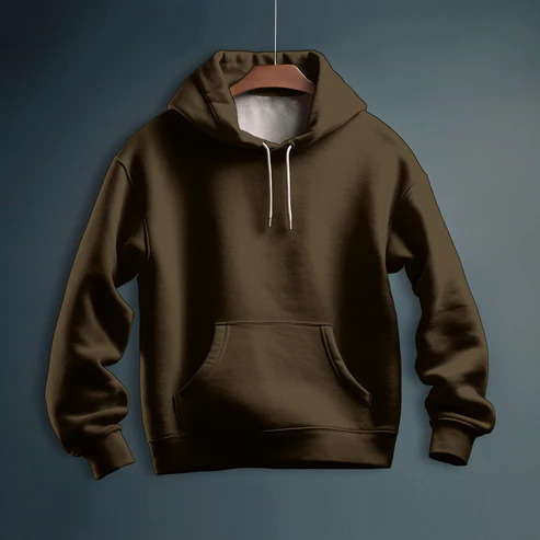 Dark Brown Solid Color 100% Premium Quality Cotton Hoodie