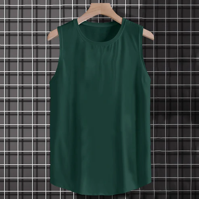 Dark Green Solid Color Super-Soft Cotton Tank Top