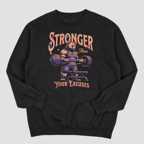 Stronger Weightlifting Bear 100% Premium Quality Cotton Sweatshirt