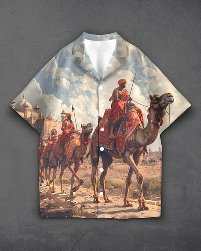 Cultural Camel Safari Print Premium Cotton Shirt for Men