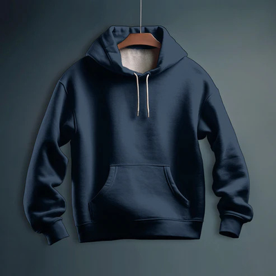 Dark Blue Solid Color 100% Premium Quality Cotton Hoodie