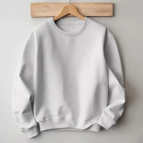 White Solid Color 100% Premium Quality Cotton Sweatshirt