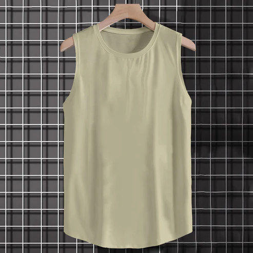 Beige Solid Color Super-Soft Cotton Tank Top