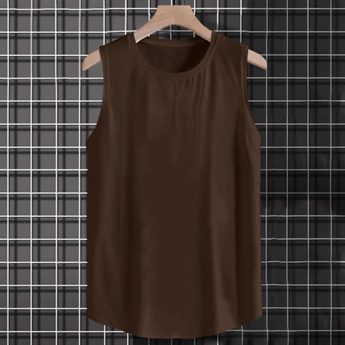 Dark Brown Solid Color Super-Soft Cotton Tank Top