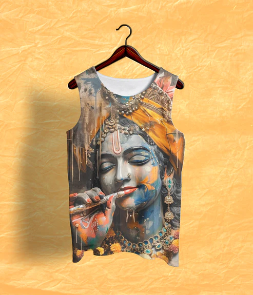 Artistic Krishna Printed Tank Top