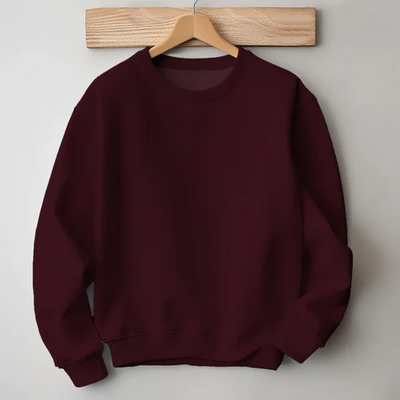 Wine Red Solid Color 100% Premium Quality Cotton Sweatshirt