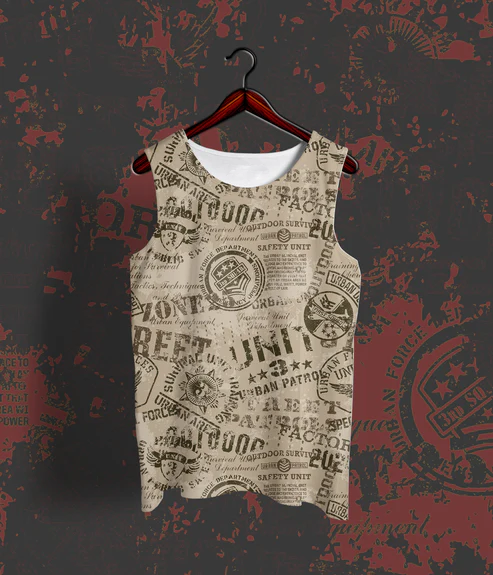 3D Old Newspaper Printed Tank Top