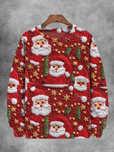 Unisex Cute Santa Floral Casual Sweater