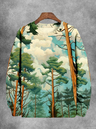 Unisex Forest Trees Print Long Sleeve Sweatshirt