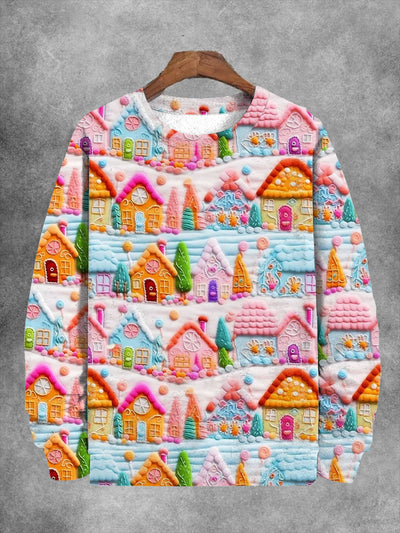 Unisex Christmas Gingerbread House Casual Sweater