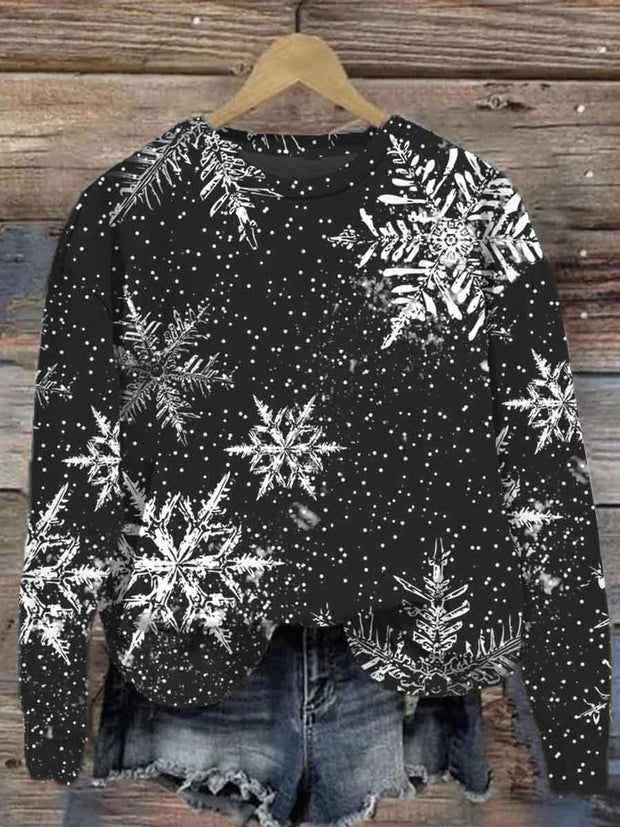 Unisex Christmas Snowflake Print Casual Sweatshirt