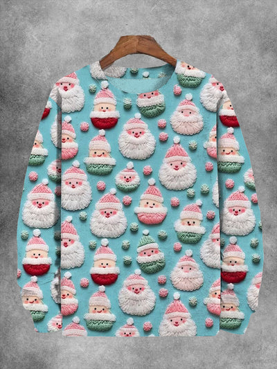 Unisex Cute Santa Floral Casual Sweater