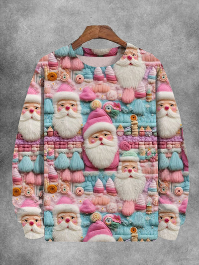 Unisex Cute Santa Floral Casual Sweater