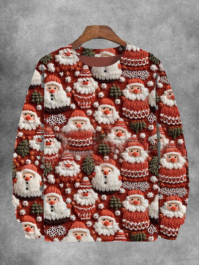 Unisex Cute Santa Floral Casual Sweater