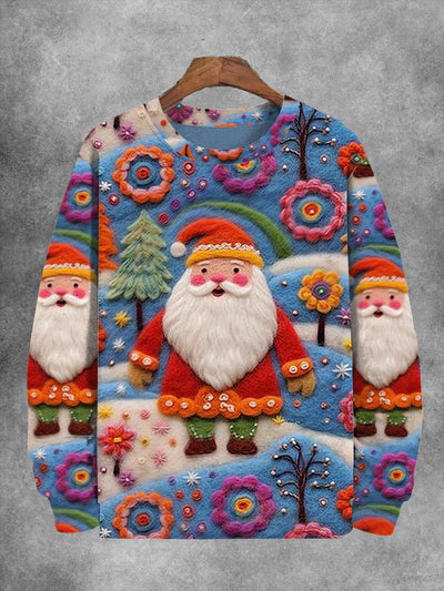 Unisex Cute Santa Floral Casual Sweater