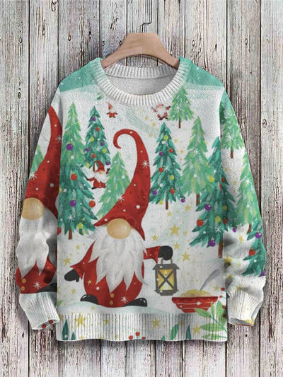 Vintage Santa Printed Knit Pullover Sweater