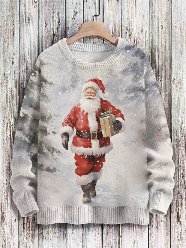 Vintage Santa Printed Knit Pullover Sweater