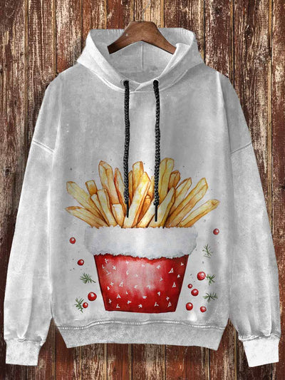 Unisex  Christmas Chips Print Casual Hooded Sweatshirt