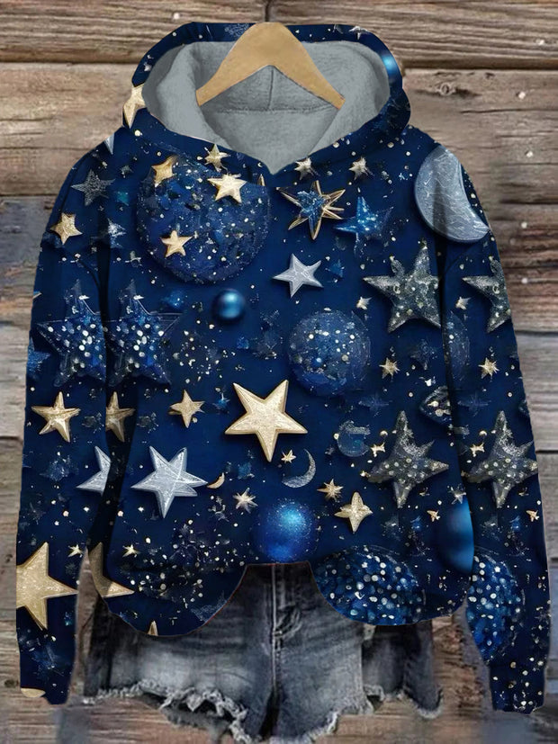 Art Abstract Stars Casual Hooded Sweatshirt