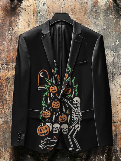 Dark Style Skeleton Christmas Tree Print Gothic Jacket