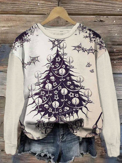 Fashionable retro printed round neck casual loose long sleeved sweatshirt