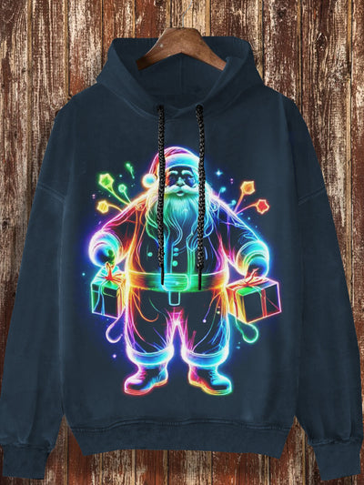 Unisex Christmas print fashionable loose casual retro long sleeved hooded sweatshirt