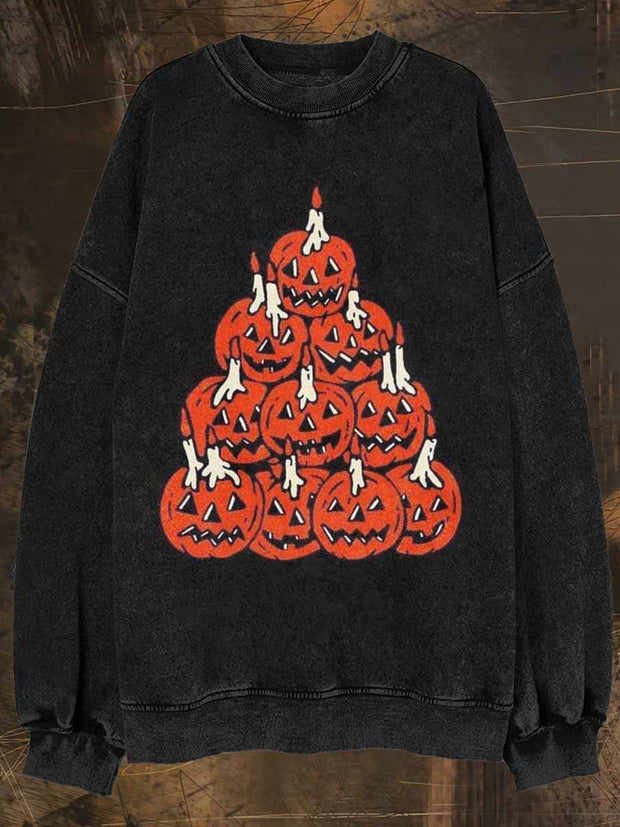 Unisex Pumpkin Print Halloween Crew Neck Casual Sweatshirt