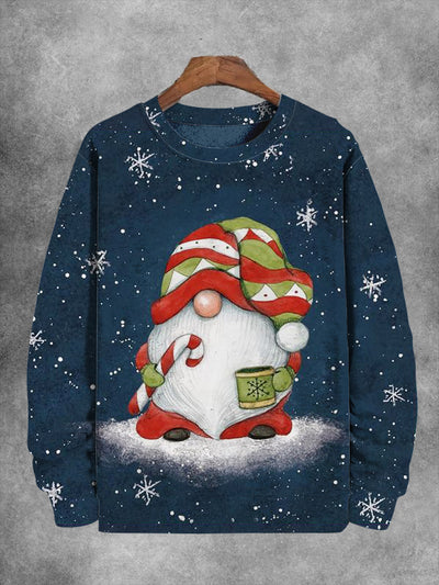 Unisex Christmas Cute Gnome Print Casual Sweatshirt