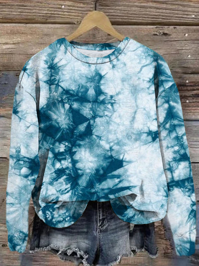 Tie-dye Printed Crew-Neck Retro Fashion Loose Long Sleeved Sweatshirt