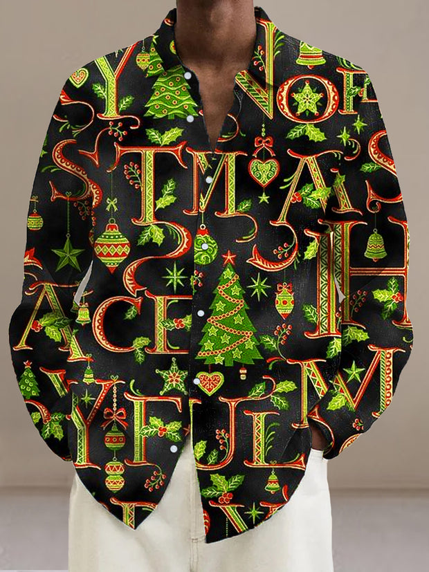 Men's Christmas Monogram Long Sleeve Shirt