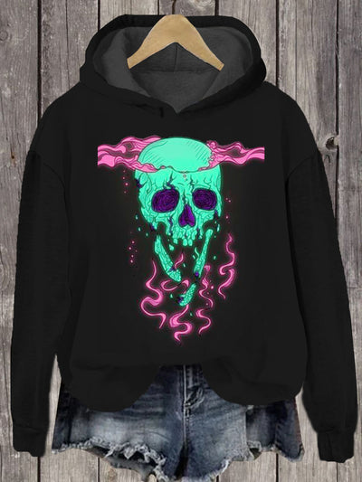 Unisex Skull Print Long Sleeve Hoodie