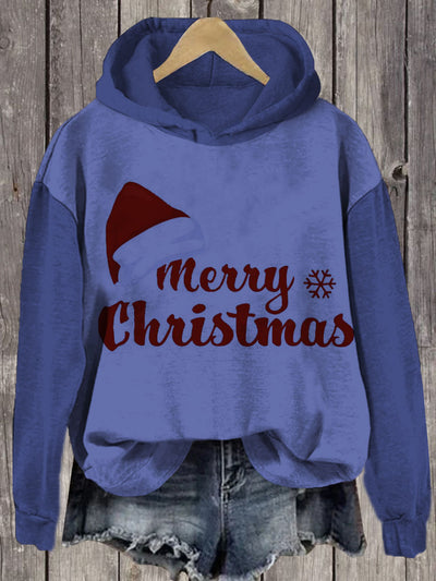 Unisex Merry Christmas English Alphabet Print Long Sleeve Hoodie