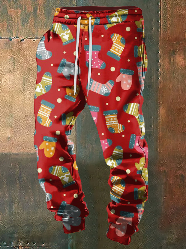 Men's Christmas Socks Print Sweatpants