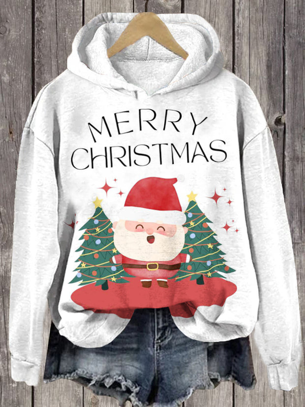 Unisex Santa Claus Print Cap Long Sleeve Hoodie