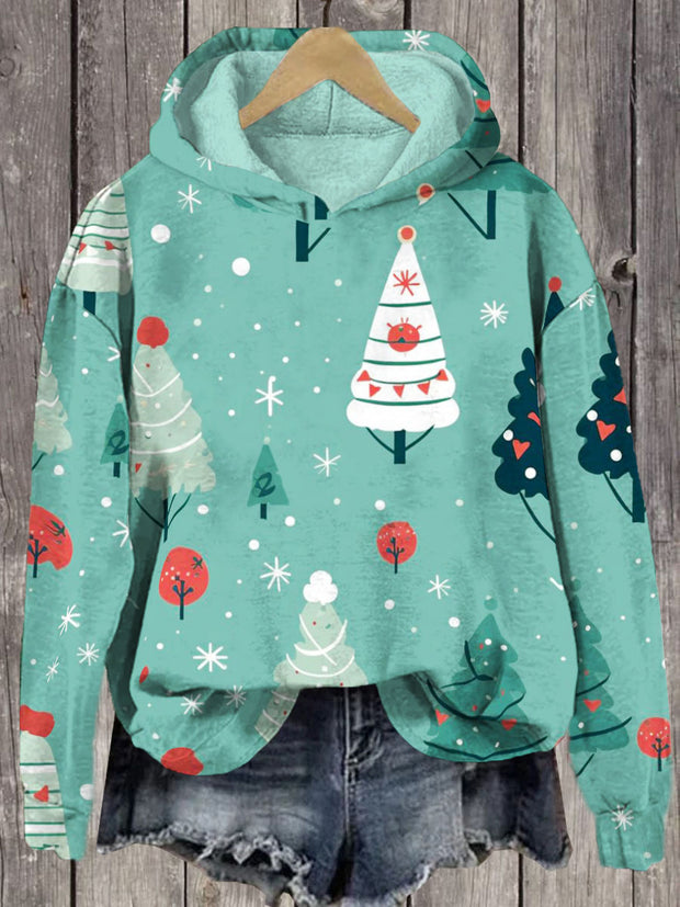 Unisex Christmas Trees Print Long Sleeve Hoodie