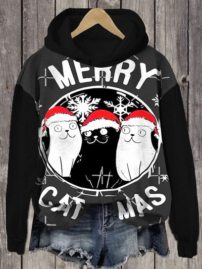 Unisex Christmas Seal Print Long Sleeve Hoodie