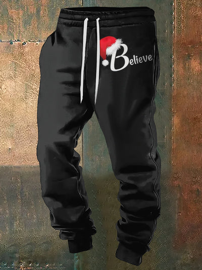 Men's Believe Chrismas Print Sweatpants