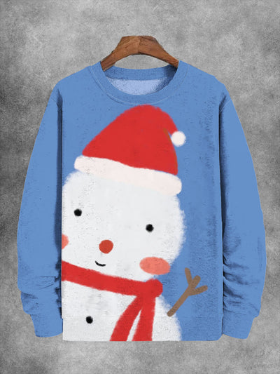 Unisex Lovely Christmas Snowman Print Long Sleeve Sweatshirt