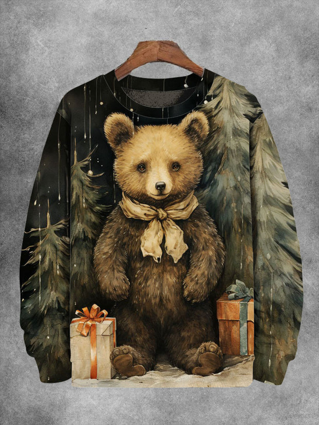 Unisex Cute Cartoon Bear Print Long Sleeve Sweatshirt